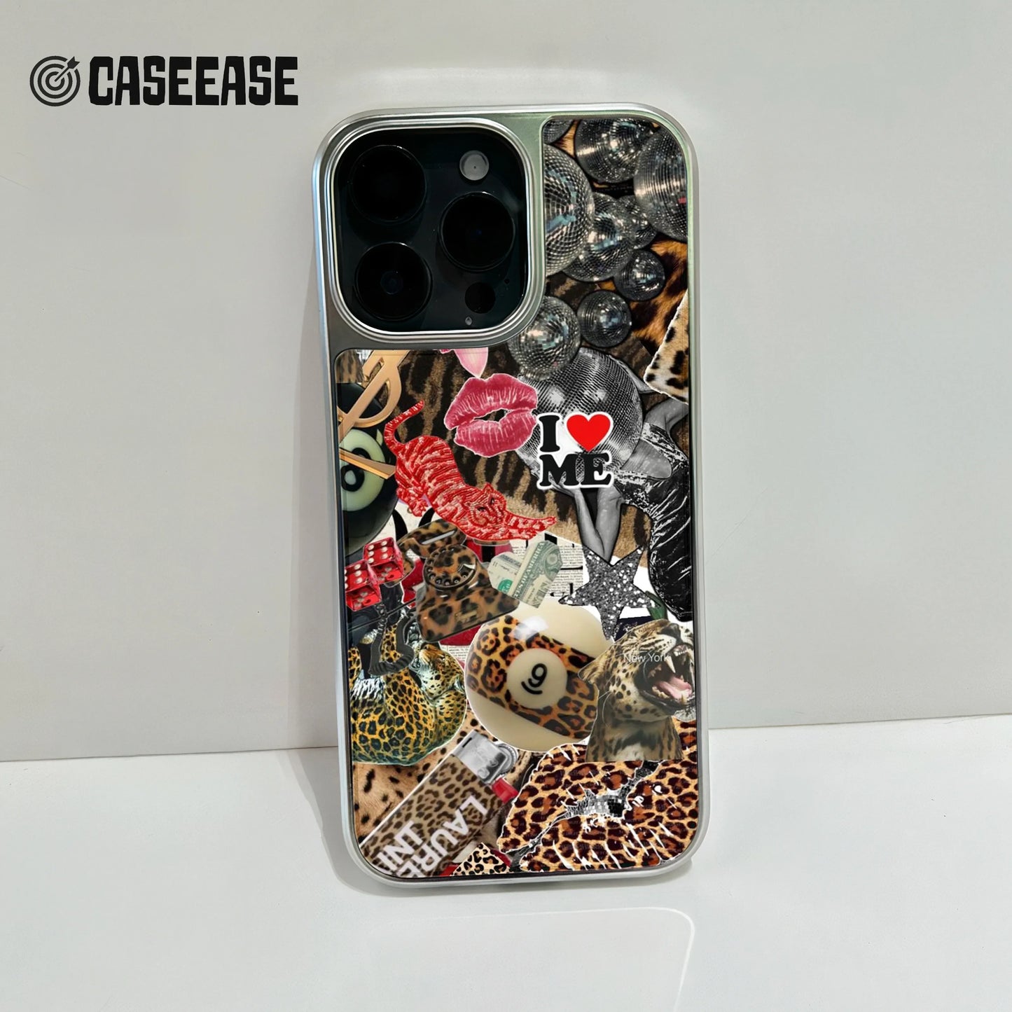 Holographic Chrome Phone Case - Glamorous Collage Design