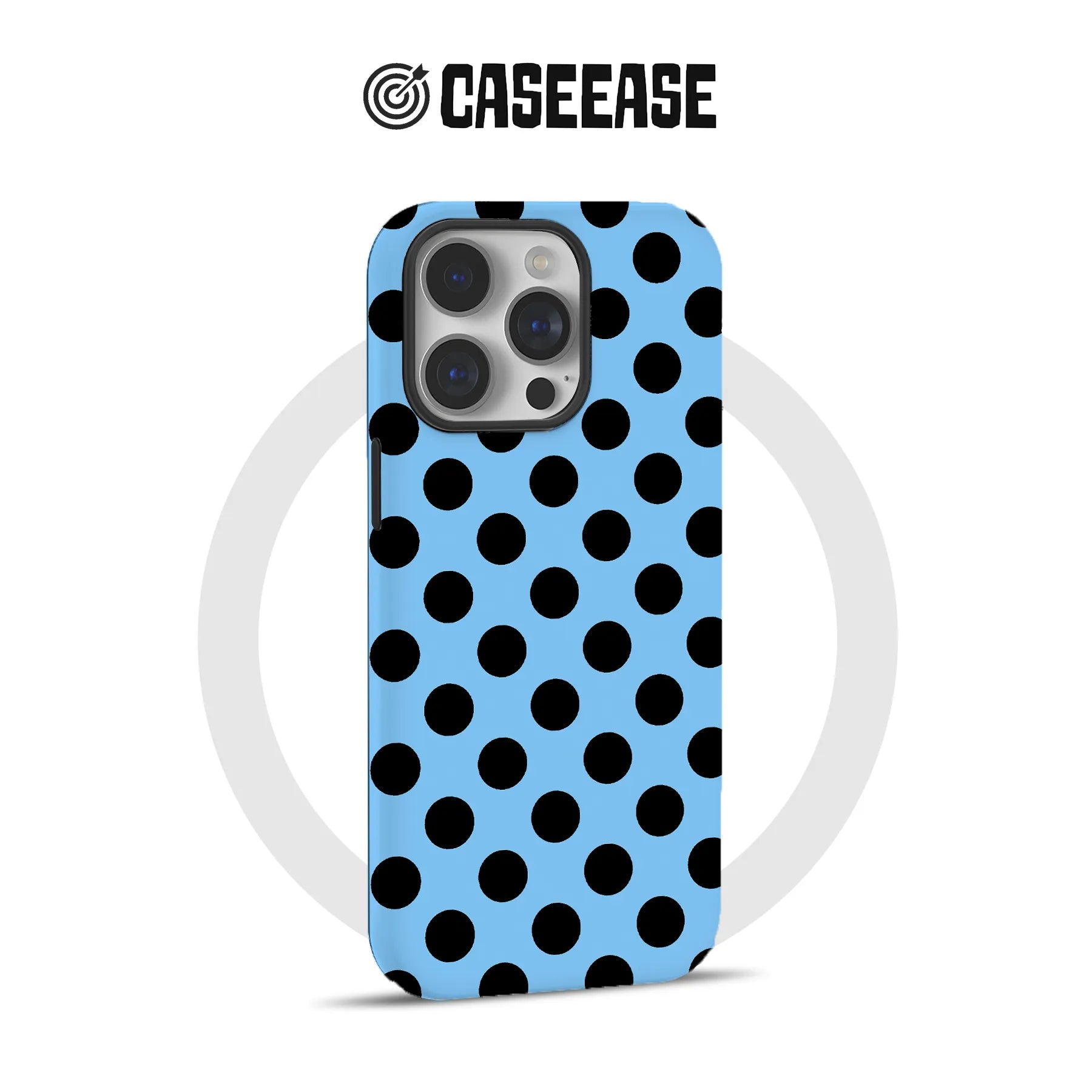 Elegante funda para teléfono con lunares azules
