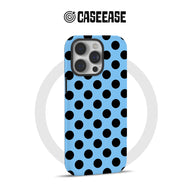 Elegante funda para teléfono con lunares azules