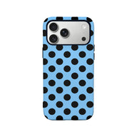 Elegante funda para teléfono con lunares azules