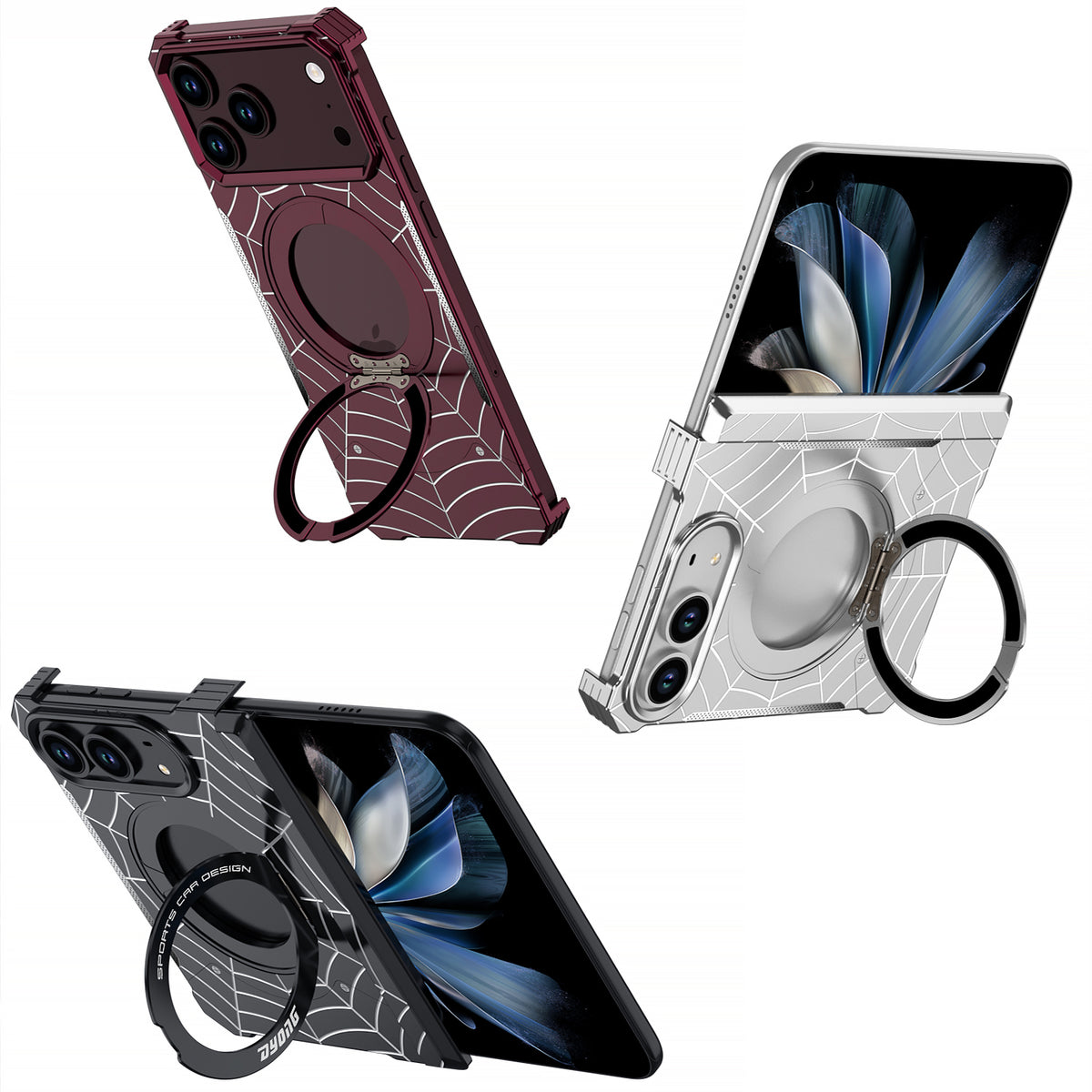 Spiderweb Armor Ring Stand iPhone Duo Case - Original product photo 3