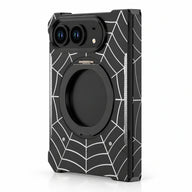Spiderweb Armor Ring Stand iPhone Duo Case in Space Black