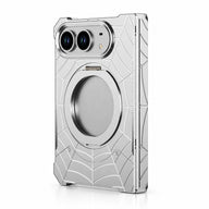Spiderweb Armor Ring Stand iPhone Duo Case in Silver