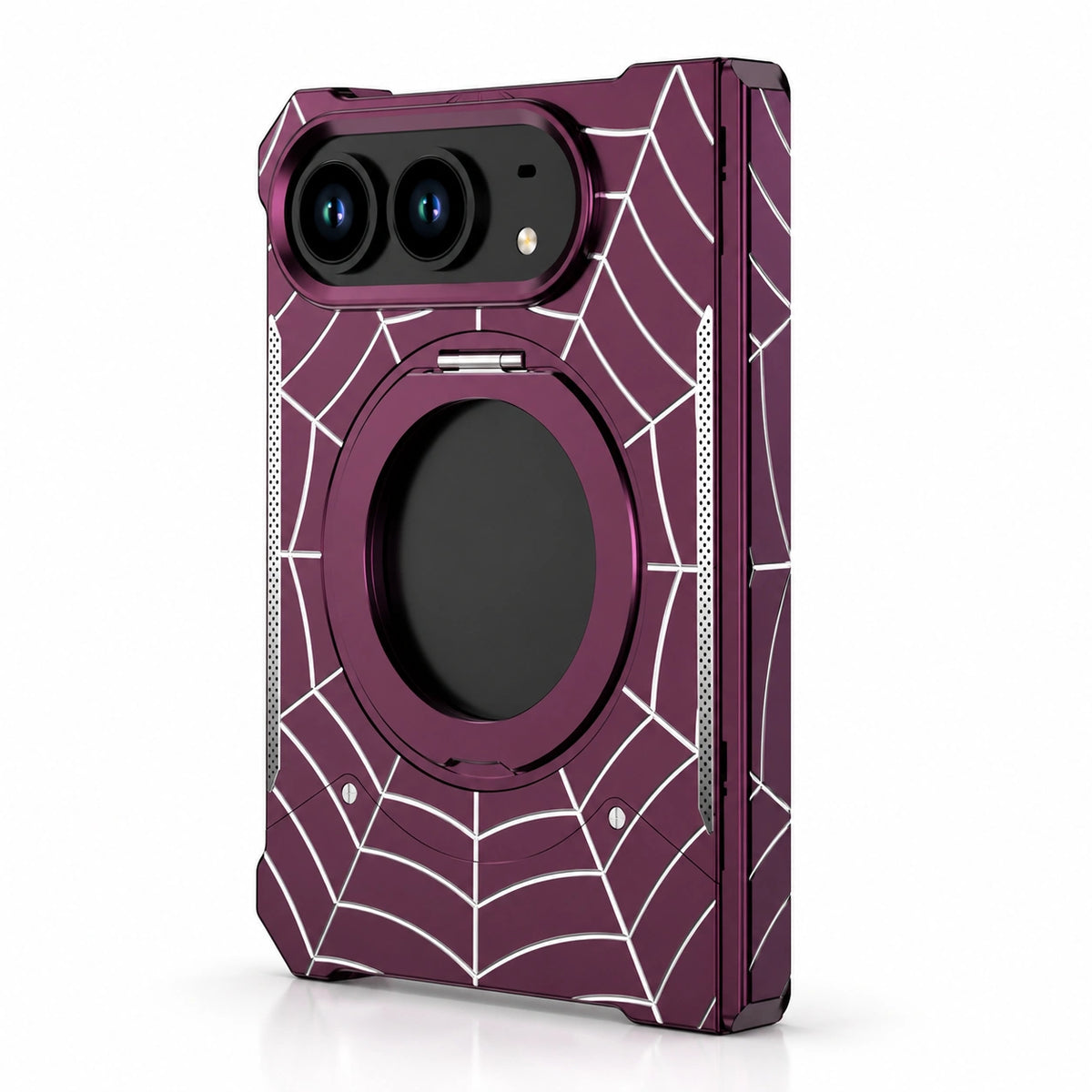 Spiderweb Armor Ring Stand iPhone Duo Case in Cherry Red