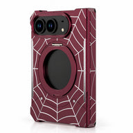 Spiderweb Armor Ring Stand iPhone Duo Case in Wine Red