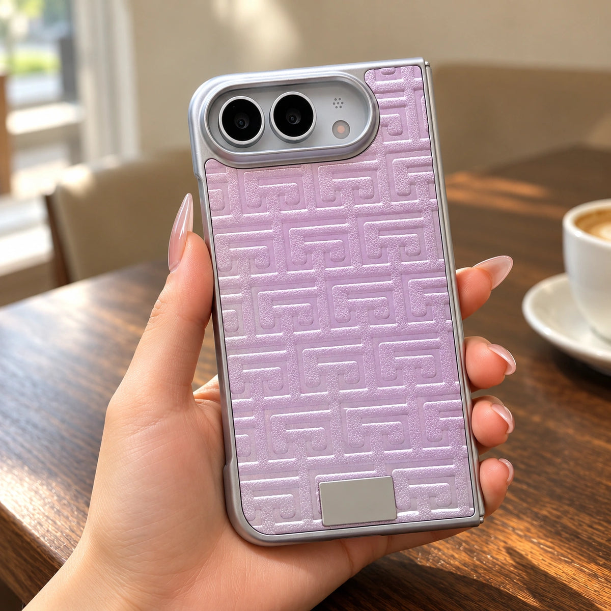 Geometric Texture iPhone Duo Case, styled product photo