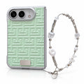 Geometric Texture iPhone Duo Case in Green + Wrist Strap