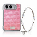 Geometric Texture iPhone Duo Case in Pink + Wrist Strap