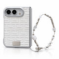 Geometric Texture iPhone Duo Case in White + Wrist Strap