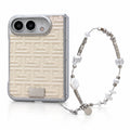 Geometric Texture iPhone Duo Case in Ivory + Wrist Strap