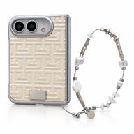 Geometric Texture iPhone Duo Case in Ivory + Wrist Strap