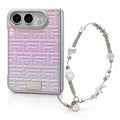 Geometric Texture iPhone Duo Case in Purple + Wrist Strap