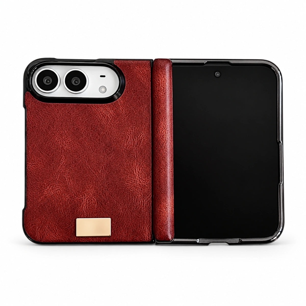 Textured Hinge-Cover iPhone Duo Case in Wine Red, case only