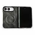 Textured Hinge-Cover iPhone Duo Case in Gray + Ring Stand