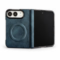 Textured Hinge-Cover iPhone Duo Case in Blue + Ring Stand