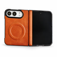 Textured Hinge-Cover iPhone Duo Case in Orange + Ring Stand