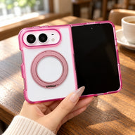 Transparent Color Ring Stand iPhone Duo Case, styled product photo