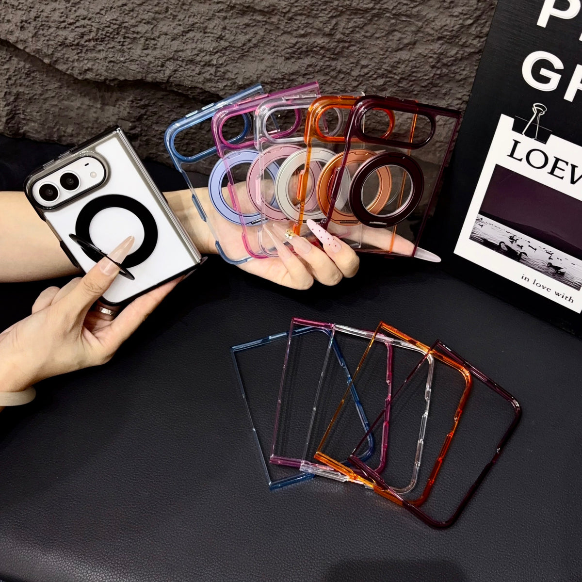 Transparent Color Ring Stand iPhone Duo Case - Original product photo 6