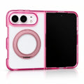 Transparent Color Ring Stand iPhone Duo Case in Pink