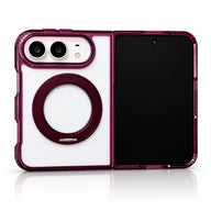 Transparent Color Ring Stand iPhone Duo Case in Wine Red
