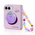 Fruit Ripple iPhone Duo Case in Purple + Stand + Chain