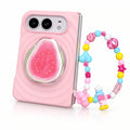 Fruit Ripple iPhone Duo Case in Pink + Stand + Chain