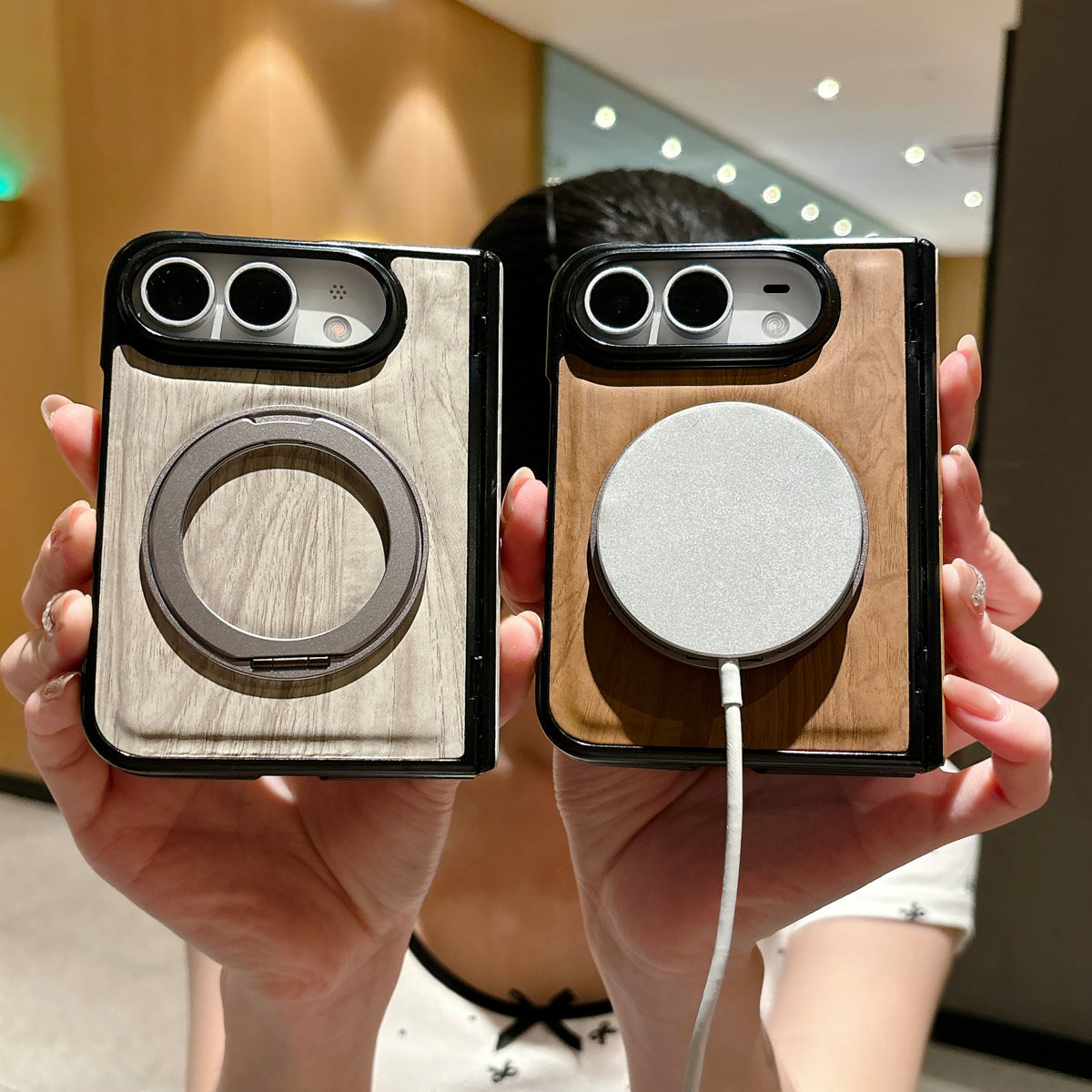 Woodgrain Ring Stand iPhone Duo Case - Original product photo 10