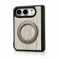 Woodgrain Ring Stand iPhone Duo Case in Gray Wood