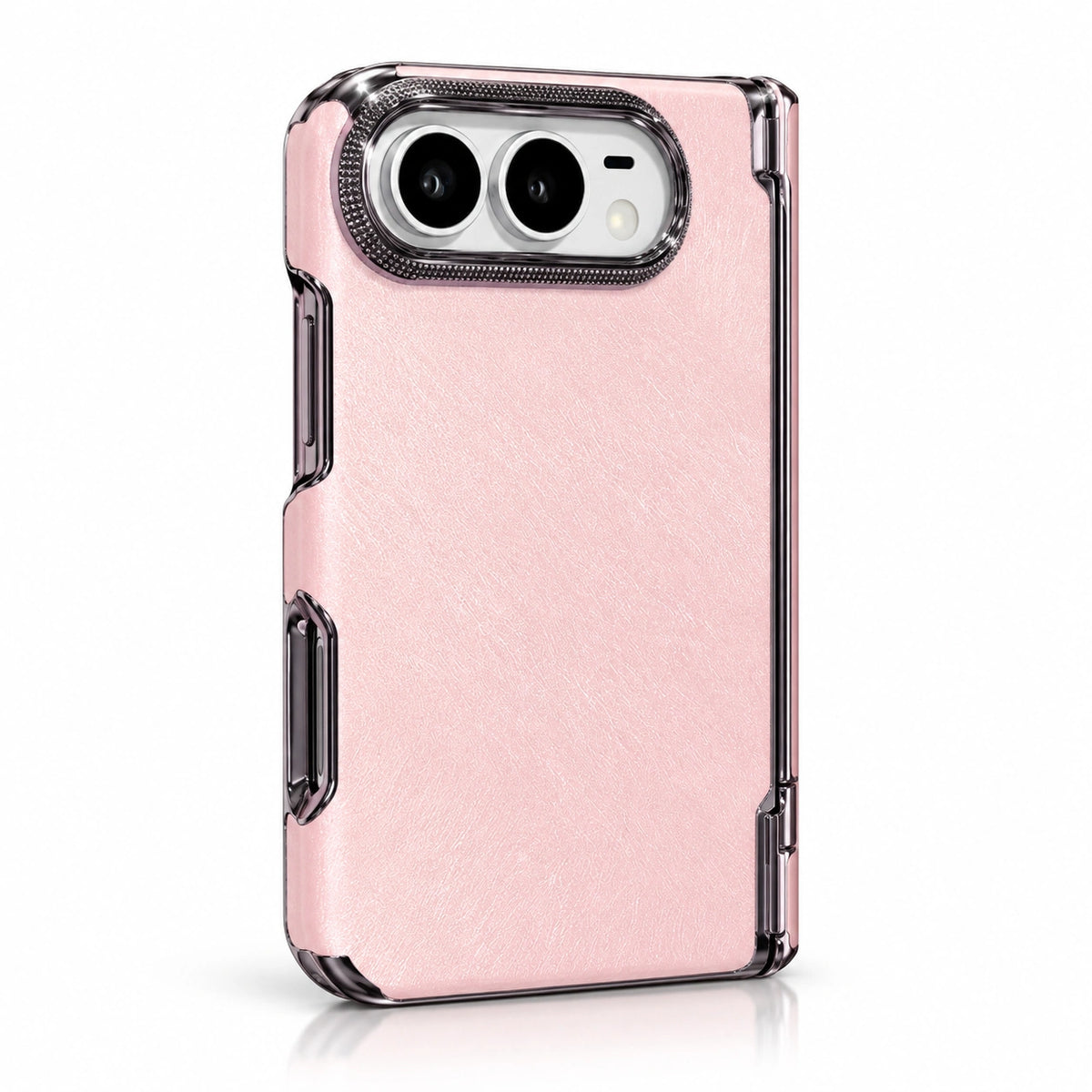 Pearlescent Metal-Edge iPhone Duo Case in Pink