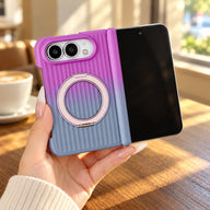 Ribbed Gradient Ring Stand iPhone Duo Case, held in hand