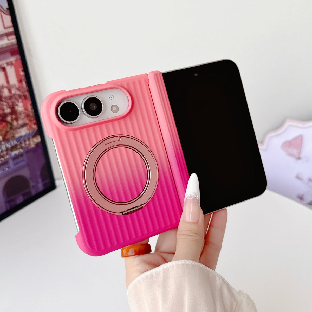 Ribbed Gradient Ring Stand iPhone Duo Case - Original product photo 8