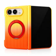 Ribbed Gradient Ring Stand iPhone Duo Case in Yellow-Orange