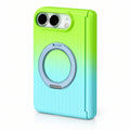Ribbed Gradient Ring Stand iPhone Duo Case in Green-Blue