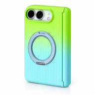 Ribbed Gradient Ring Stand iPhone Duo Case in Green-Blue