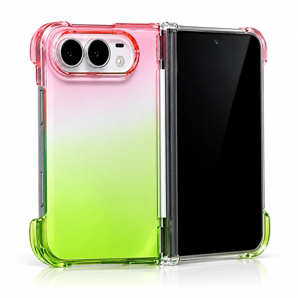 Clear Gradient iPhone Duo Case in Red-Green - No Ring