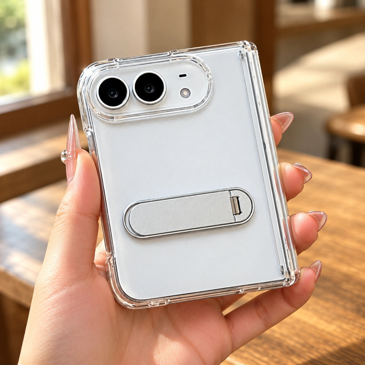 Clear Capsule Stand iPhone Duo Case, styled product photo