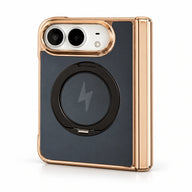 Metallic Ring Stand iPhone Duo Case in Meteorite Black