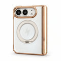 Metallic Ring Stand iPhone Duo Case in Silver White