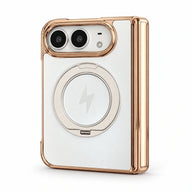 Metallic Ring Stand iPhone Duo Case in Silver White