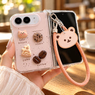 Coffee Bear Charm iPhone Duo Case, styled product photo