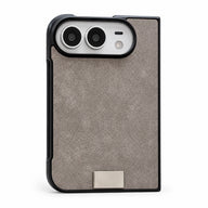 Suede-Feel Textured iPhone Duo Case in Gray