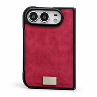 Suede-Feel Textured iPhone Duo Case in Wine Red