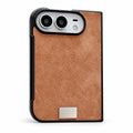Suede-Feel Textured iPhone Duo Case in Brown