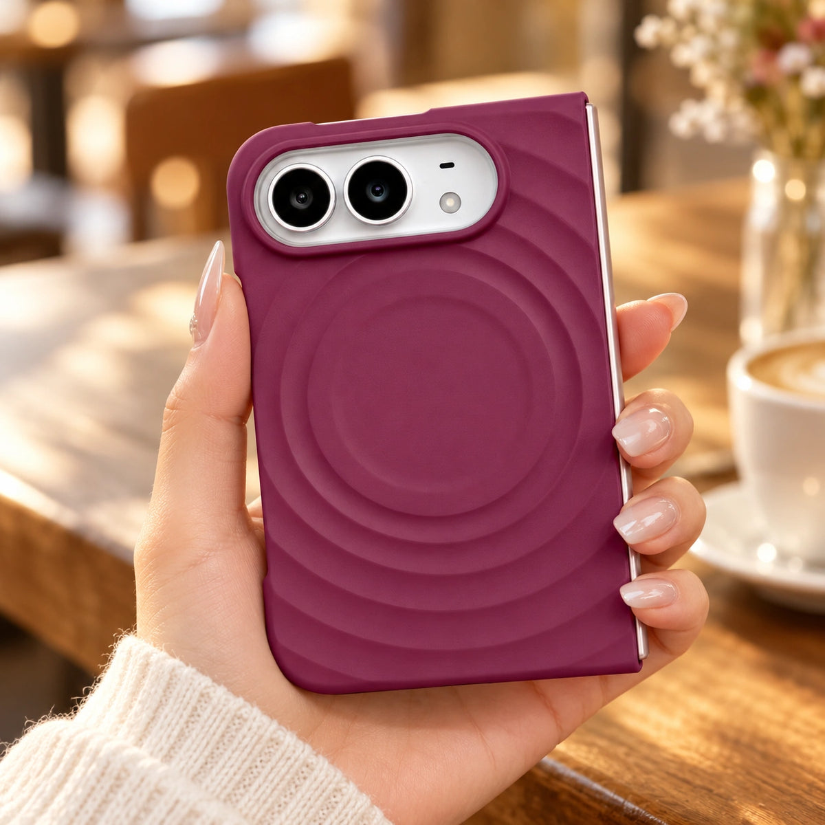 Ripple iPhone Duo Case with Optional Stand, styled product photo