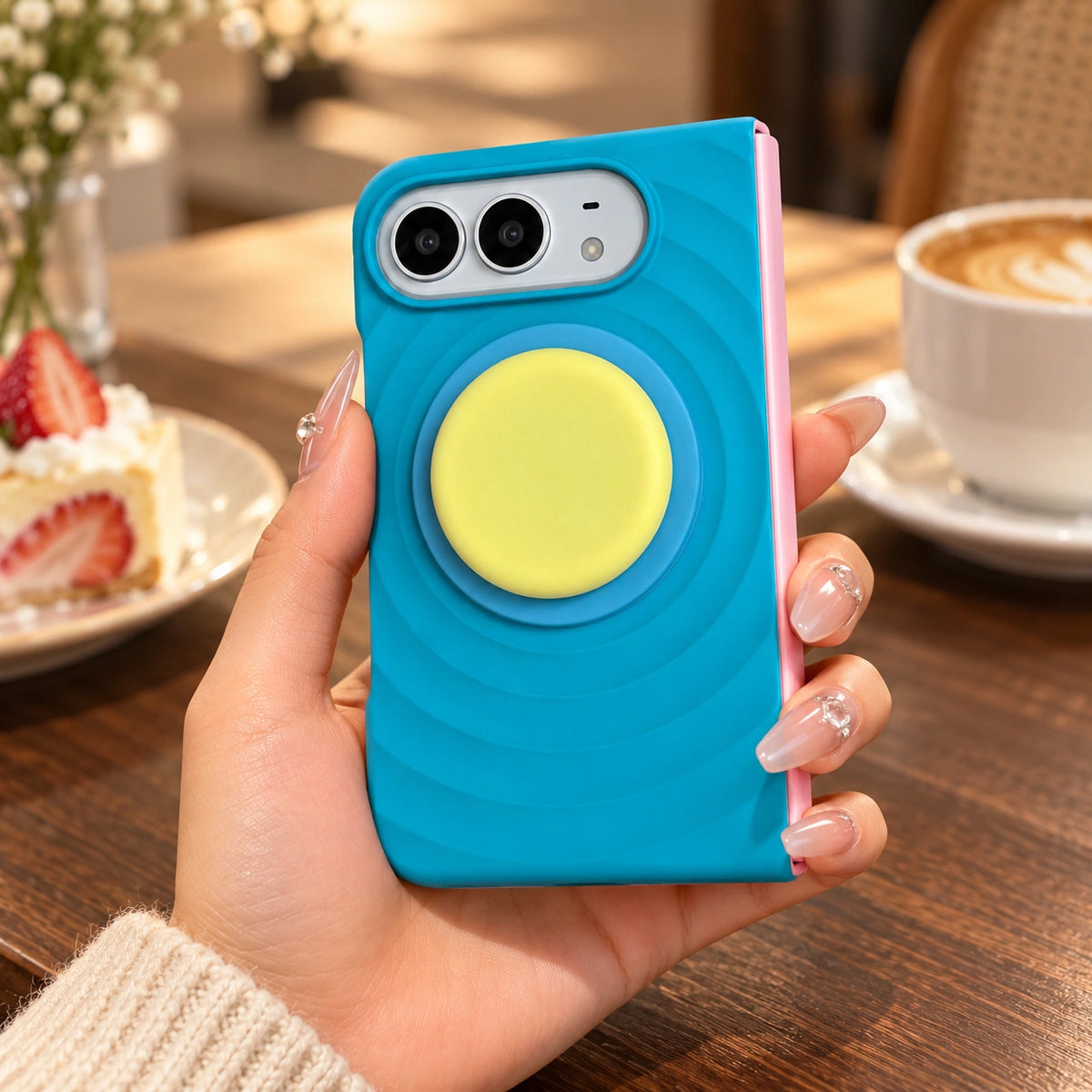 Ripple iPhone Duo Case with Optional Stand, styled product photo 2