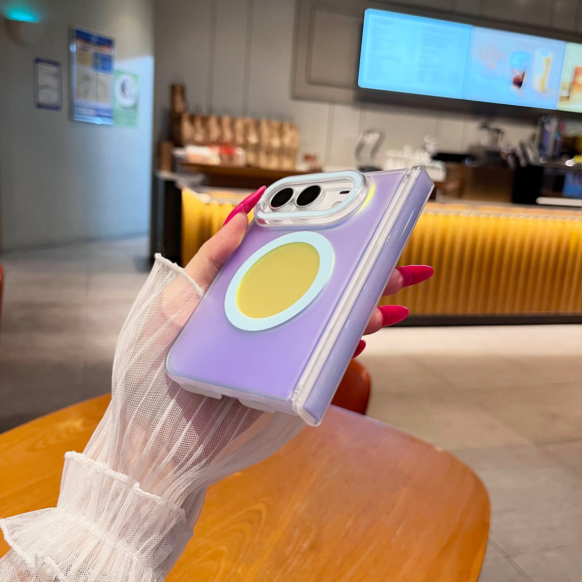 caseease pastel color block iPhone Duo case, product photo