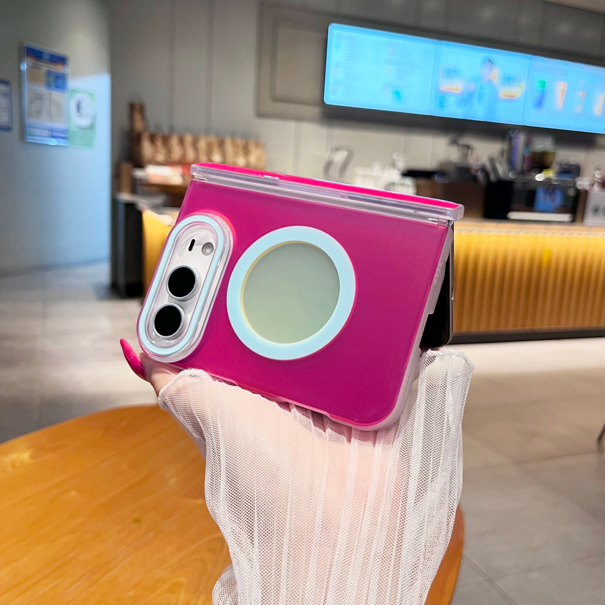 caseease pastel color block iPhone Duo case, product photo