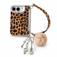 caseease leopard print iPhone Duo case - Brown + Wrist Chain