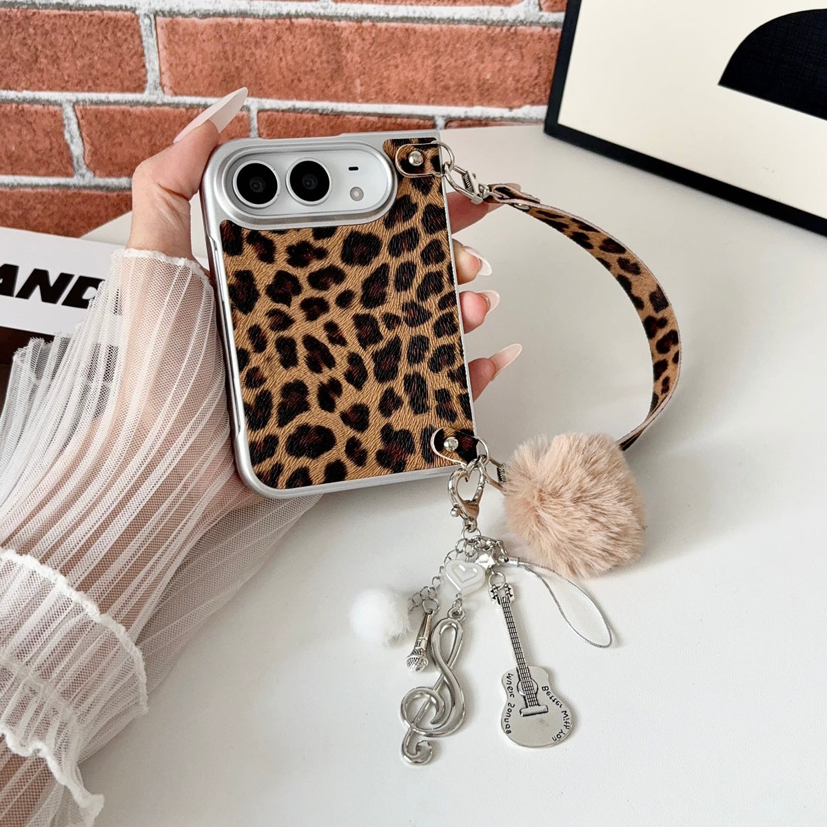 caseease leopard print iPhone Duo case, product photo
