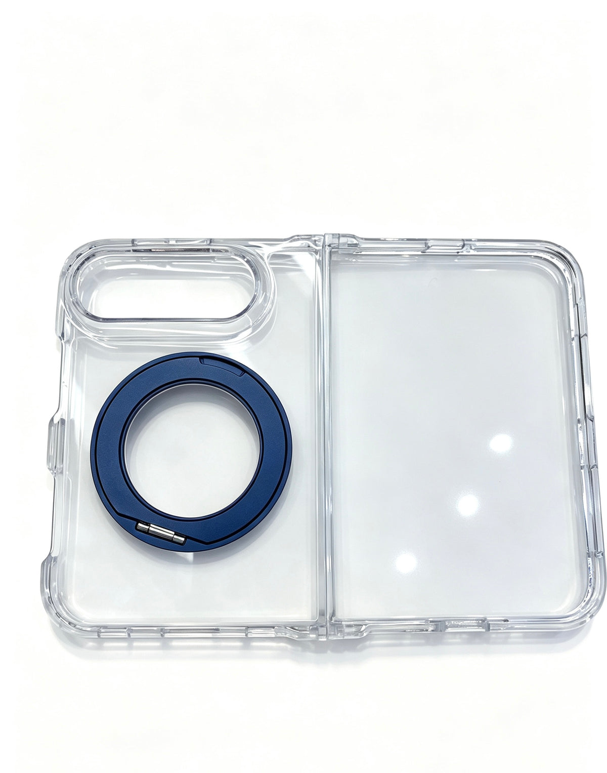 caseease clear rotating ring stand iPhone Duo case - Navy Blue, product photo
